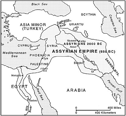 Map of Assyrian Empire (650 BC)